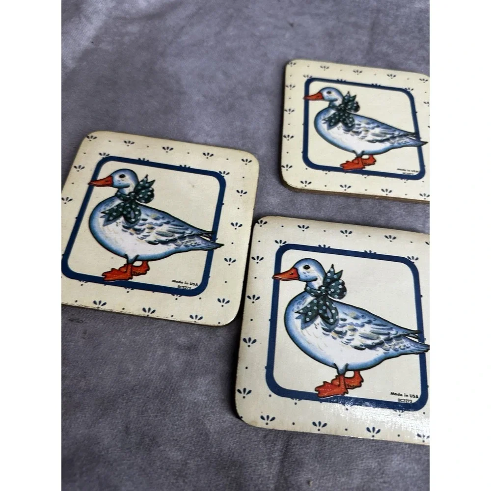 Cottagecore Coasters 5 Goose Cork Back Made USA Country